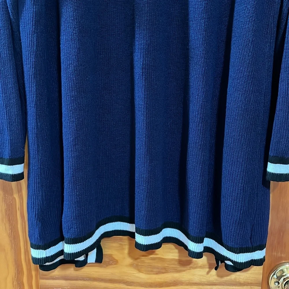 Torrid Colorblock Navy Blue Open Front Long Line Cardigan Sweater Size 3 - Picture 13 of 14